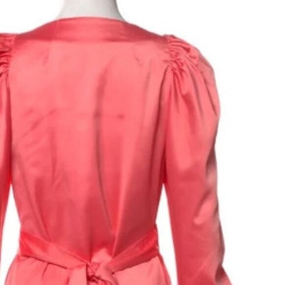 ROTATE Birger Christensen Shell Pink Satin Wrap Mini Dress NWT Size 42 (US 12) - Picture 3 of 15
